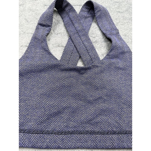 Lululemon Sports Bra Womens Size 10 Blue Herringbone Crossback Athletic Yoga - Picture 2 of 12